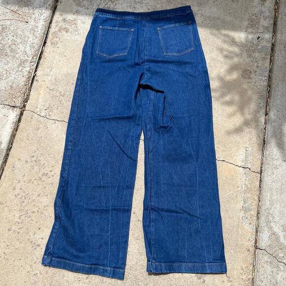 FRAME Sailor Snap High Rise Wide Leg Flared Denim Jeans Size 34 - Picture 13 of 16